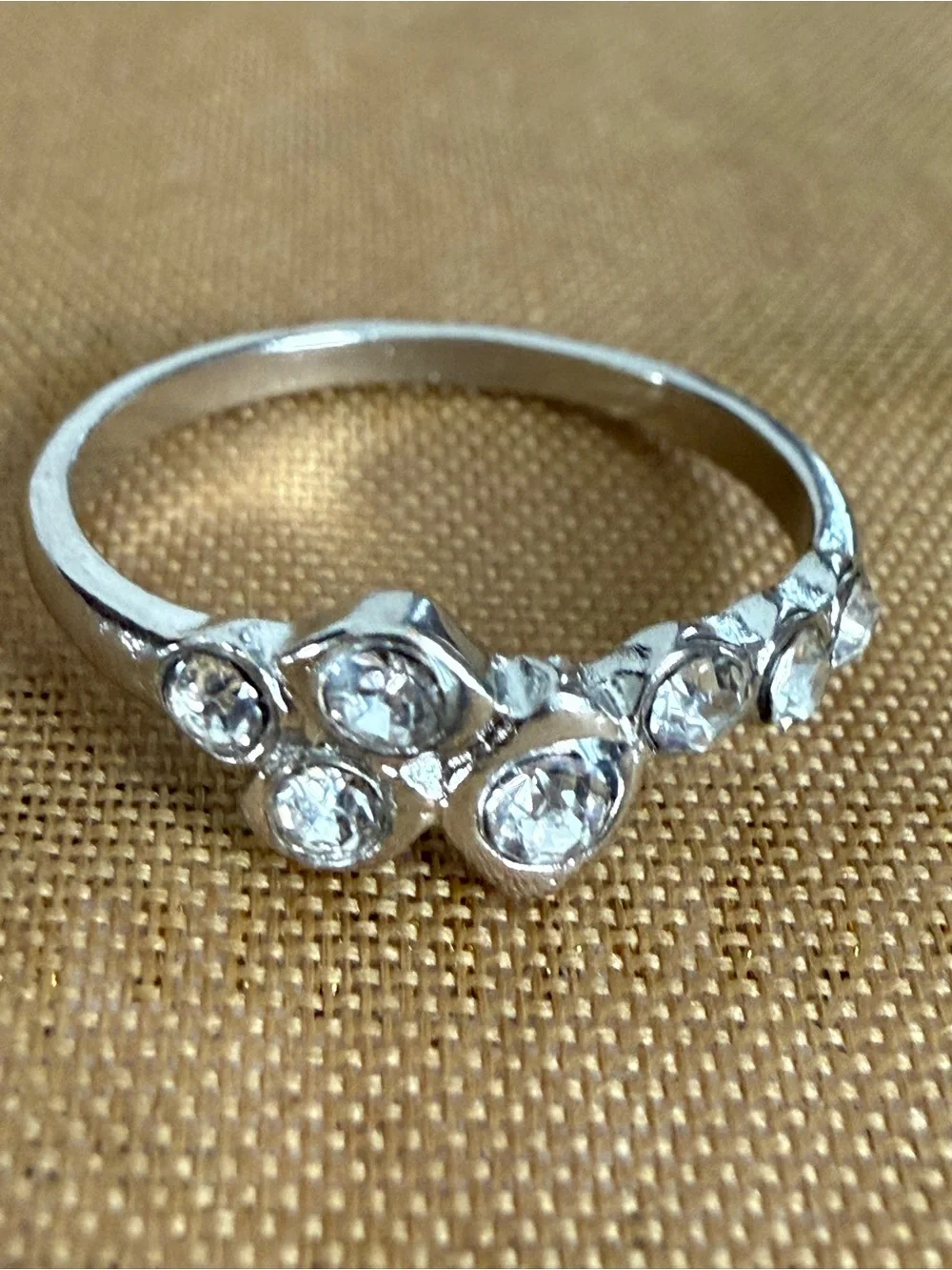 Silver Crystal Cluster Ring - Sparkling Clear Stones